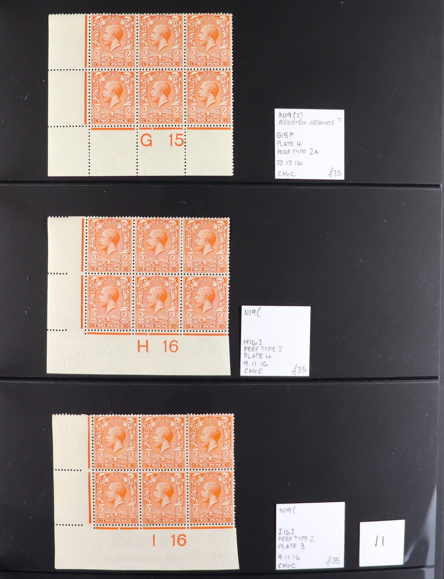 GB.GEORGE V 1912-24 2d ORANGE - SPECIALIZED CONTROL NUMBERS COLLECTION of mint (much never hinged - Image 11 of 17