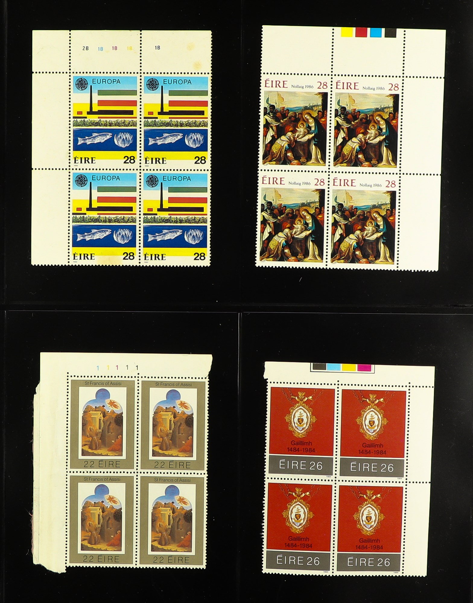 IRELAND 1984-1990 NEVER HINGED MINT COLLECTION of mostly blocks of 4 on stock pages in binder. - Image 3 of 8