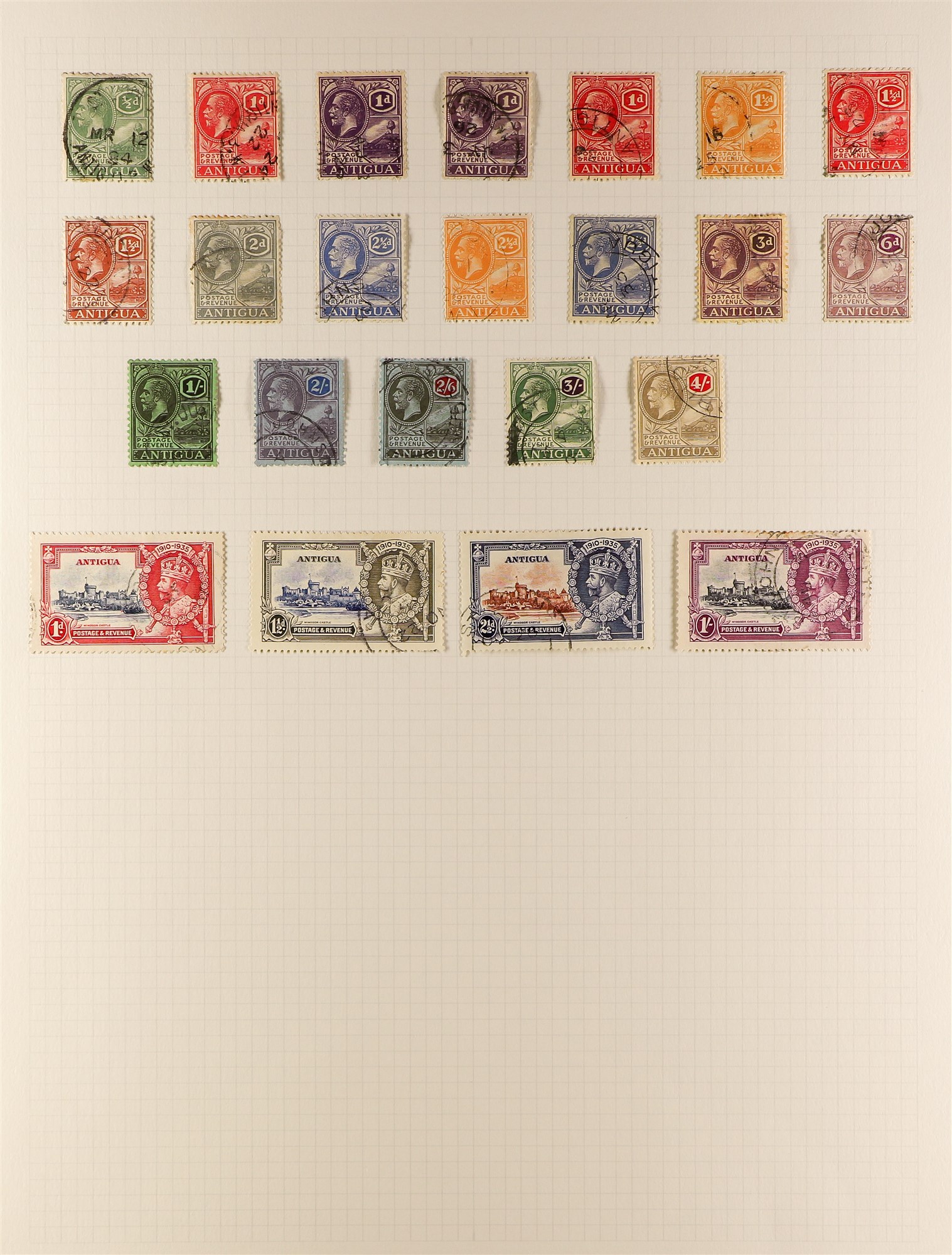 ANTIGUA & BARBUDA 1903 - 1936 USED COLLECTION of 45+ stamps on album pages, stc £1100+. - Image 2 of 2