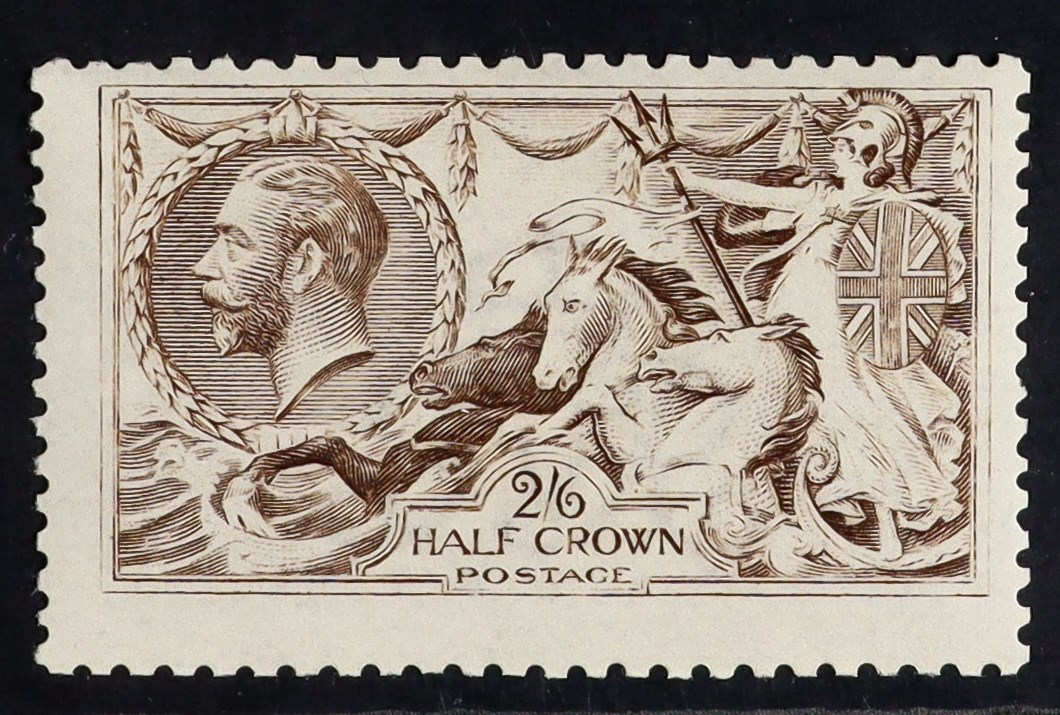 GB.GEORGE V 1915 2s6d grey-brown De La Rue Seahorse, SG 407, mint lightly hinged. Cat £400.