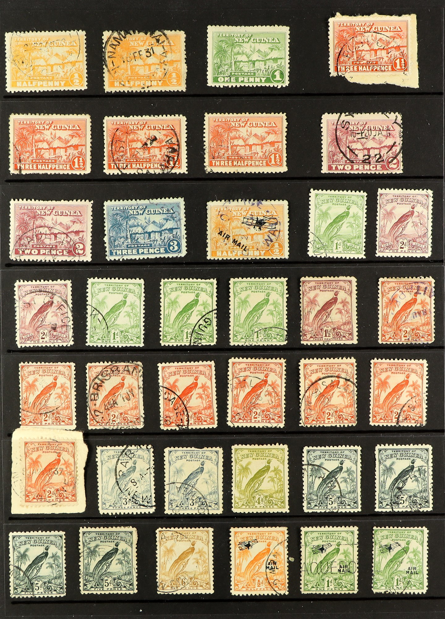 NEW GUINEA 1915 - 1939 SPECIALISED ASSORTMENT of 100+ used stamps on various pages collected for - Image 9 of 10