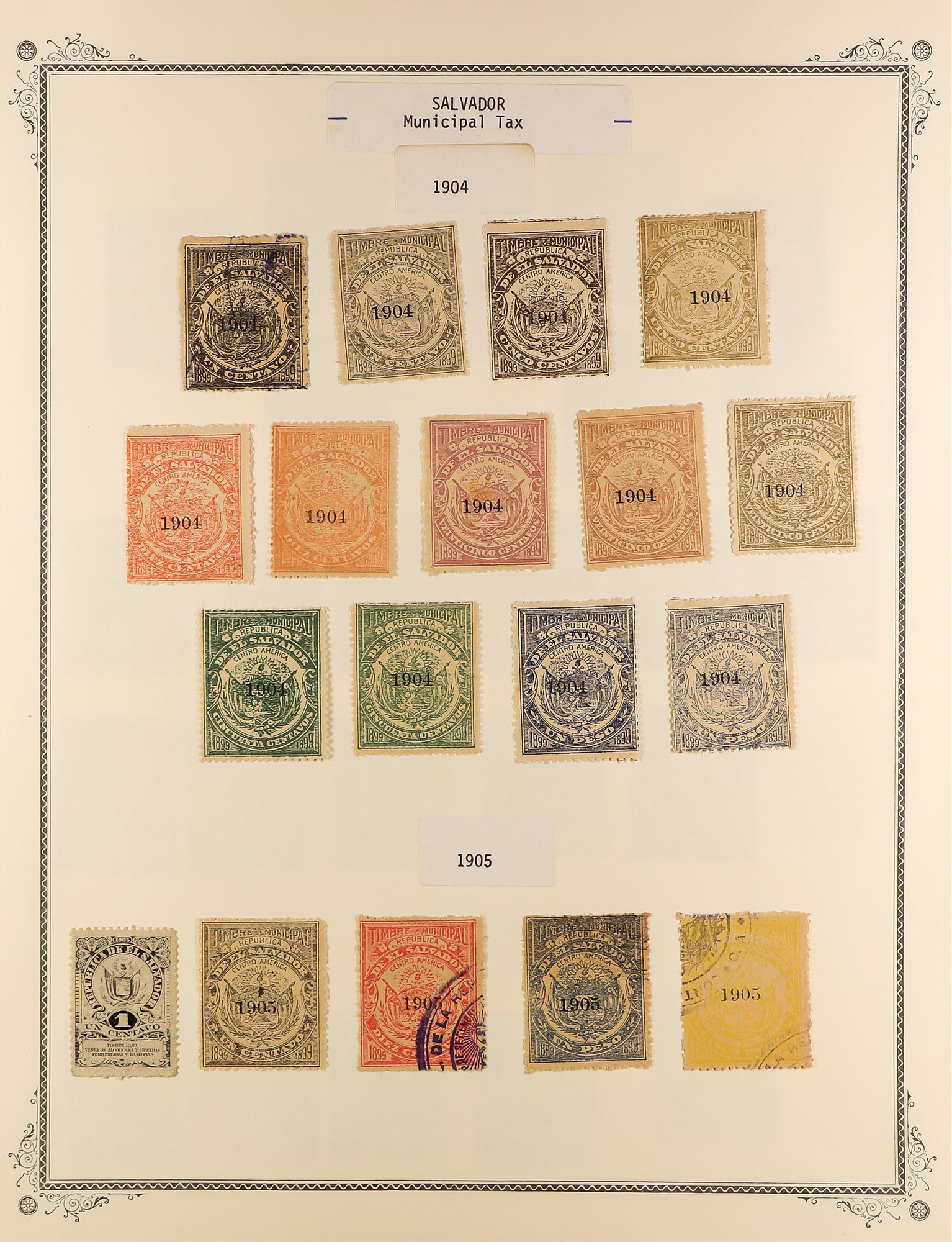 EL SALVADOR REVENUE STAMPS 1883 - 1925 mint & used collection of over 400 revenue stamps, on album - Image 20 of 27