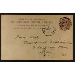 INDIA 1901 (9 May) GB 1d postal card to London, sent from Benares (now Varanasi) with comments