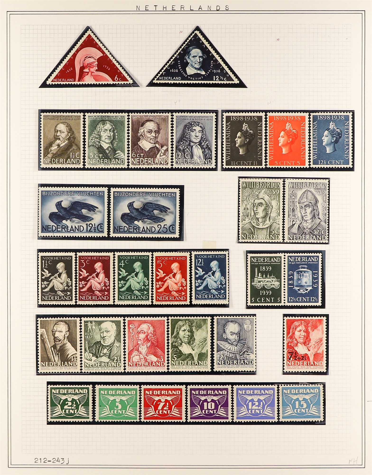 NETHERLANDS 1924 - 1967 NEVER HINGED MINT COLLECTION around 280 stamps on album pages, complete sets - Image 3 of 7