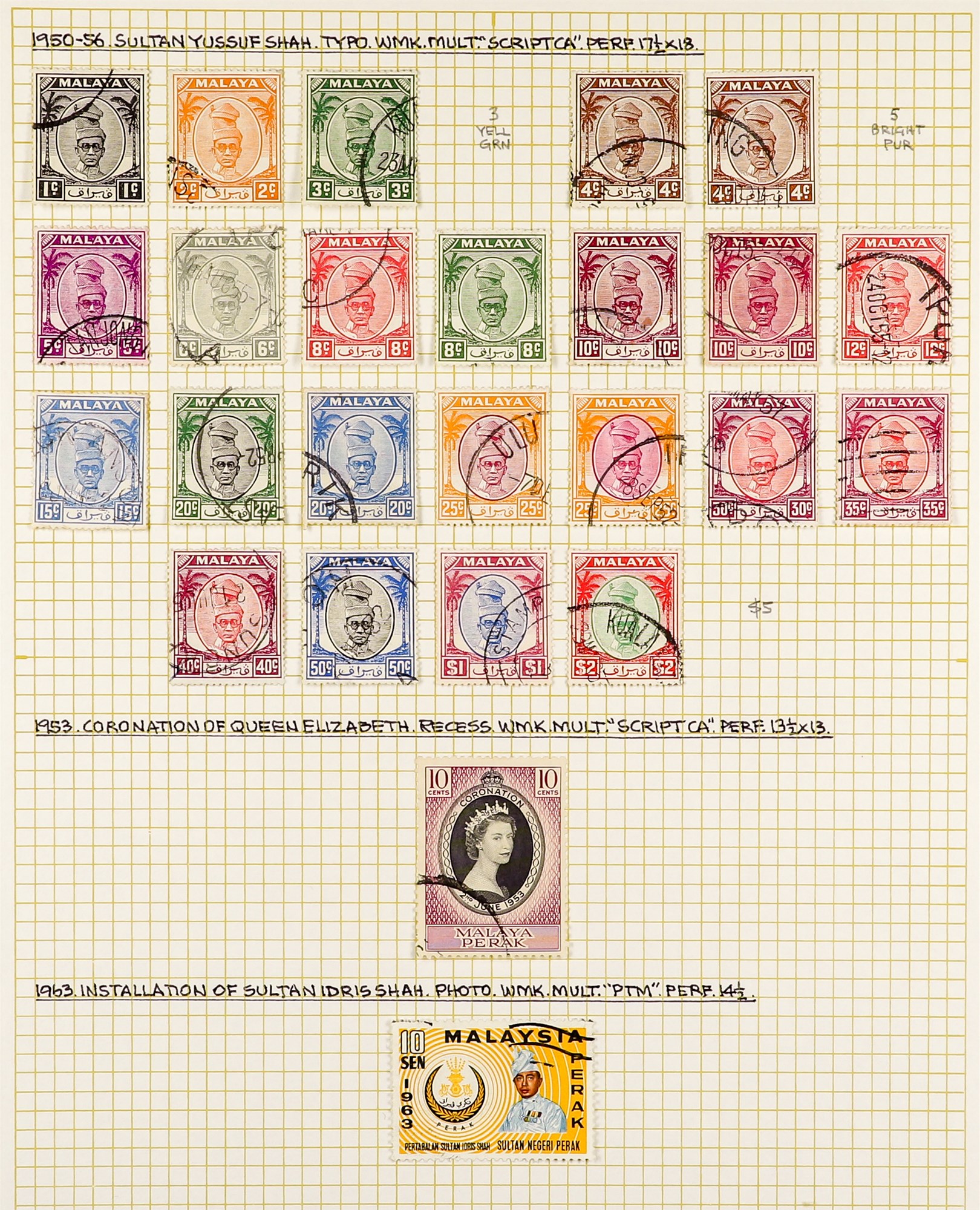 MALAYA STATES PERAK 1884 - 1965 COLLECTION of over 100 chiefly very fine used stamps on several - Image 5 of 7