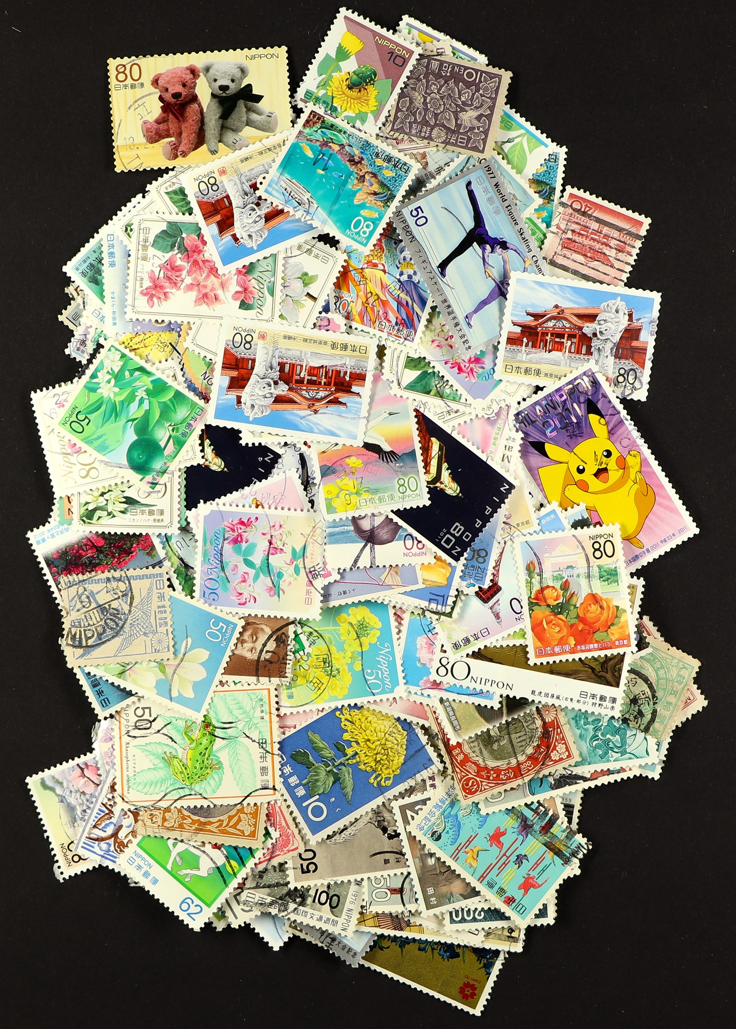 JAPAN 1930s - 1980s 3300+ duplicated loose stamps in glassine envelopes.
