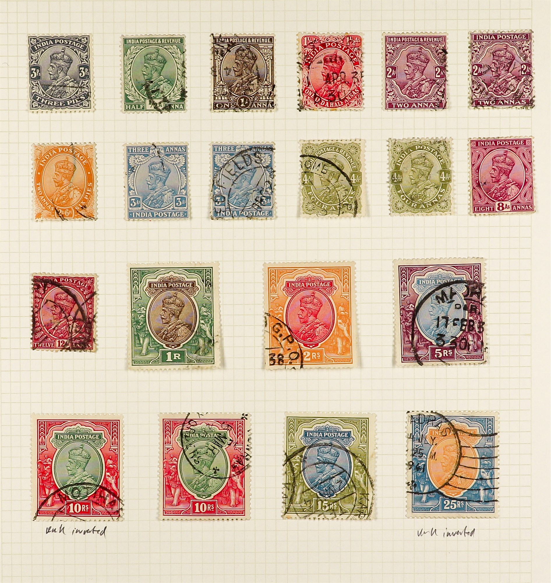 INDIA 1854 - 1952 USED COLLECTION of 400+ stamps on pages, note 1854-55 ½a (2), 1a (5), 2a (3) & 4a, - Image 10 of 27