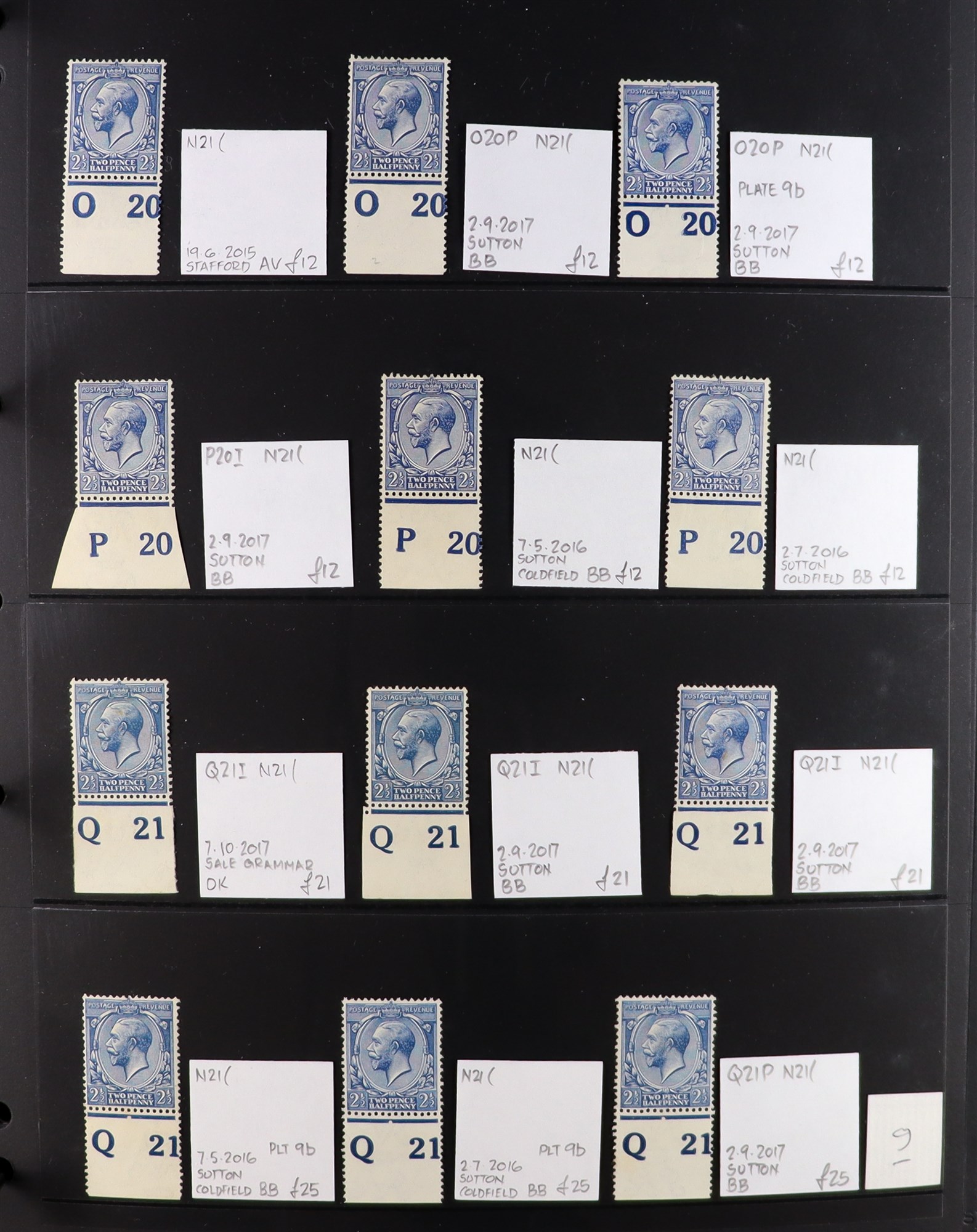 GB.GEORGE V 1912-24 2½d BLUES - SPECIALIZED CONTROL NUMBERS COLLECTION of mint (much never hinged - Image 9 of 20