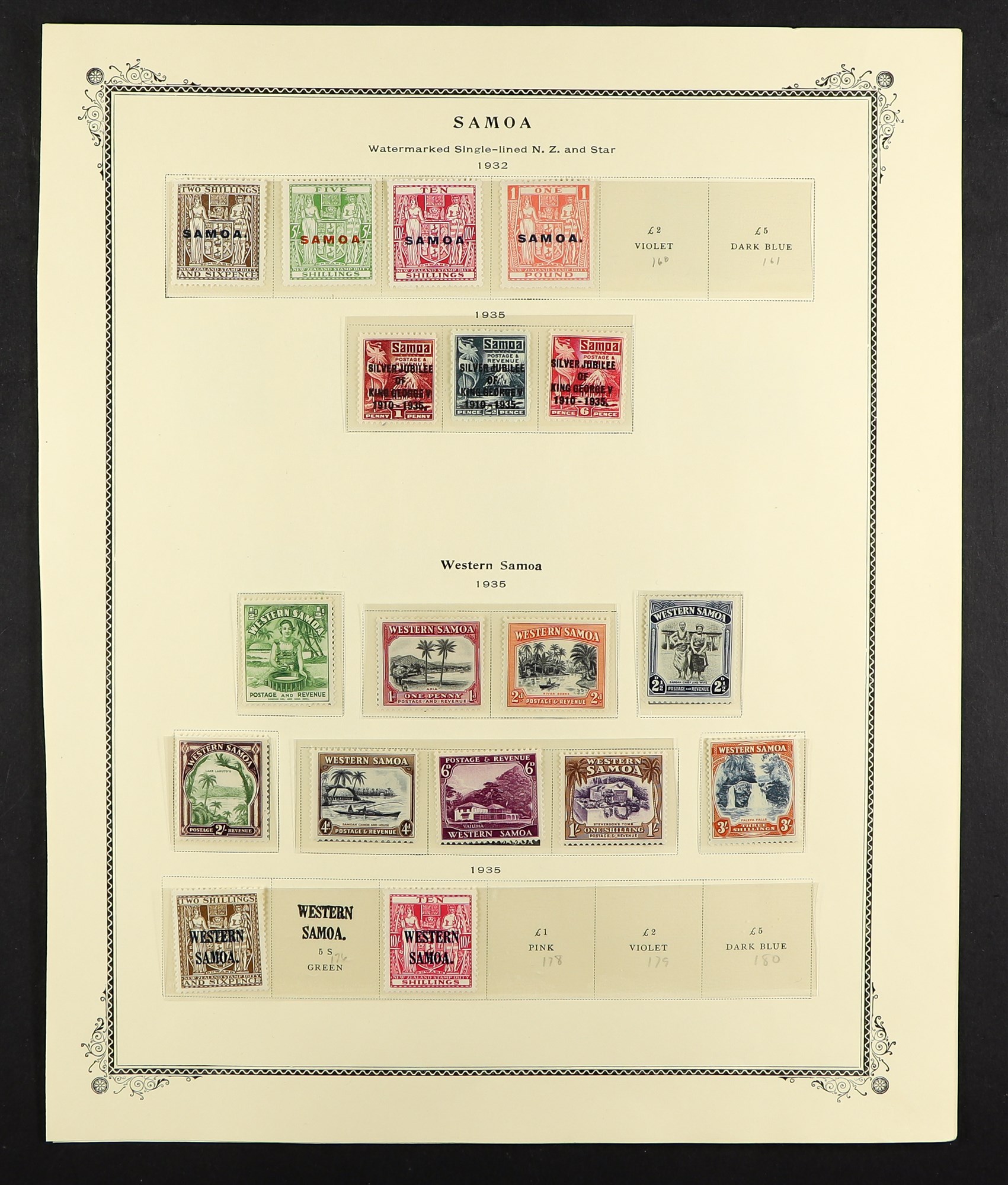 SAMOA 1914 - 1958 MINT COLLECTION of over 90 stamps, on album pages, 1914-24 Postal Fiscals set, - Image 3 of 5