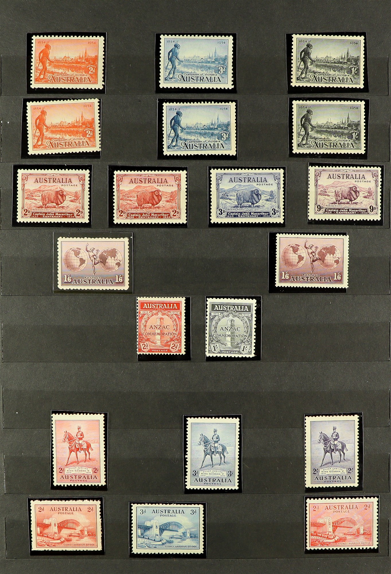 AUSTRALIA 1914 - 1936 NEVER HINGED MINT collection of 39 stamps on stockbook pages, note most - Image 3 of 3