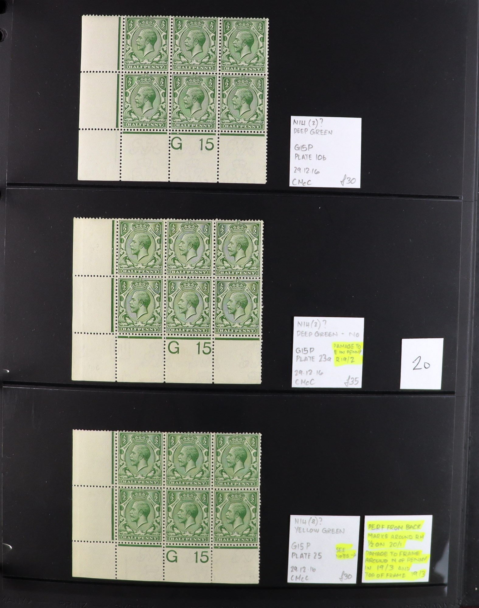 GB.GEORGE V 1912-24 ½d GREENS - SPECIALIZED CONTROL NUMBERS COLLECTION of mint (much never hinged - Image 20 of 27