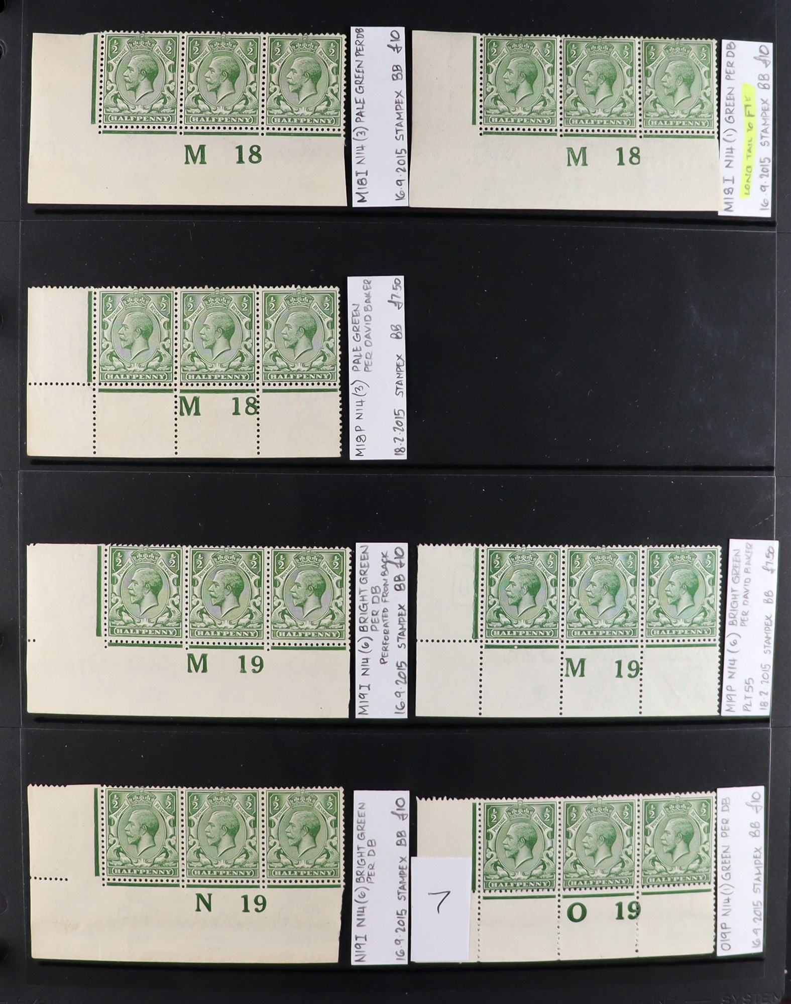 GB.GEORGE V 1912-24 ½d GREENS - SPECIALIZED CONTROL NUMBERS COLLECTION of mint (much never hinged - Image 7 of 27