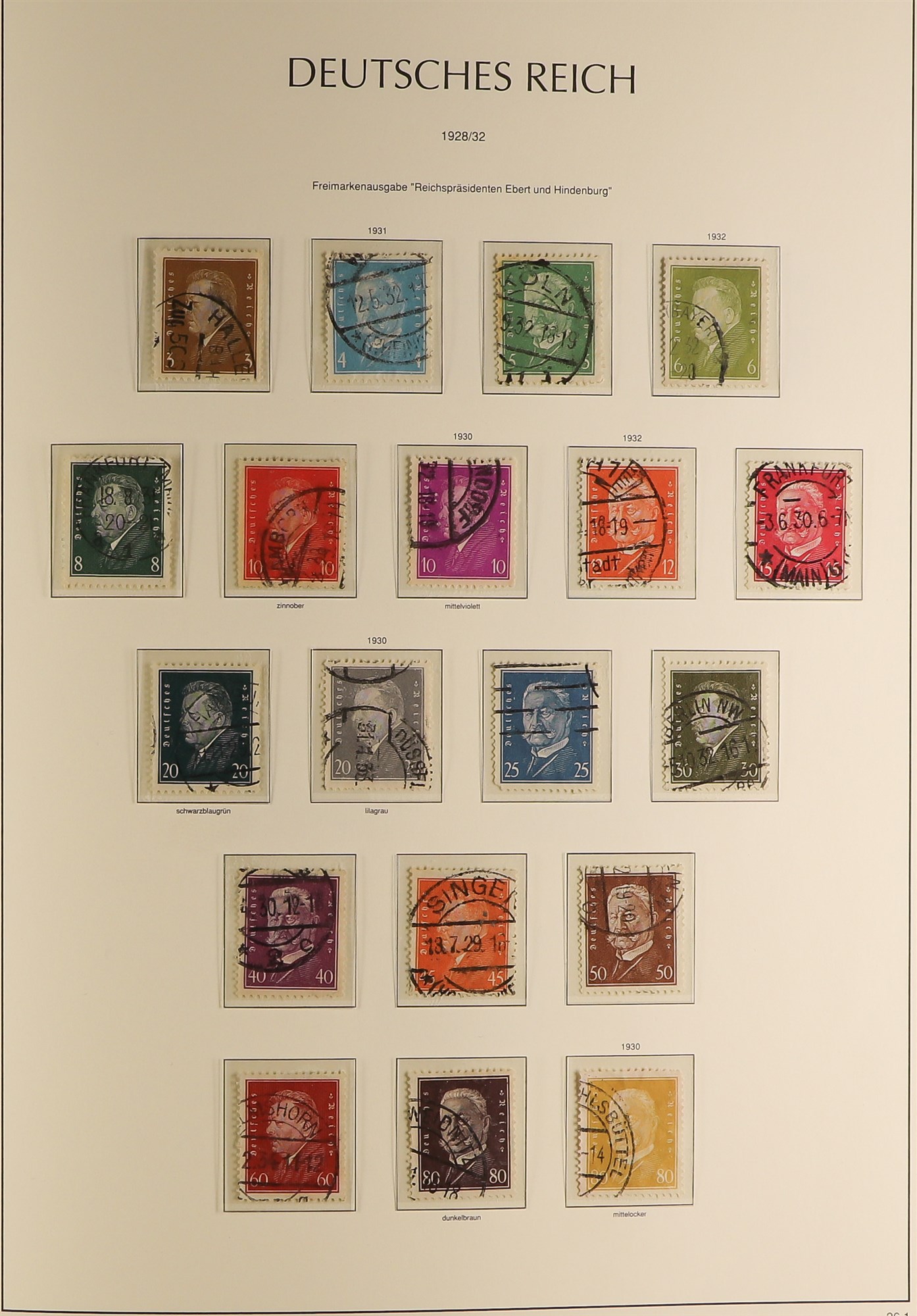 GERMANY 1872 - 1932 USED COLLECTION of over 400 stamps in hingeless album, many high / top values, - Image 5 of 6