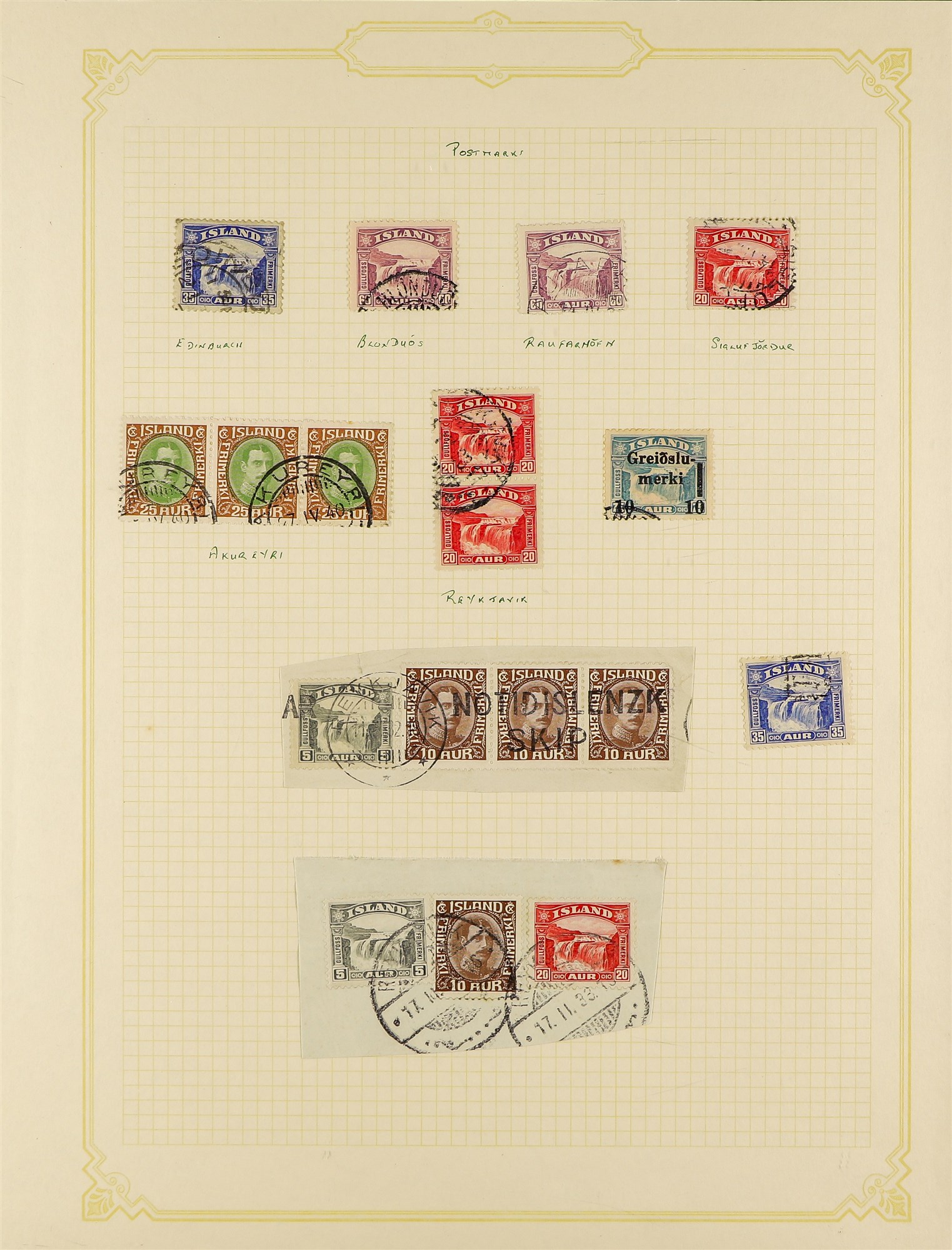 ICELAND 1901 - 1976 COLLECTION of over 700 used stamps on album pages, chiefly complete sets. Cat £ - Image 8 of 26