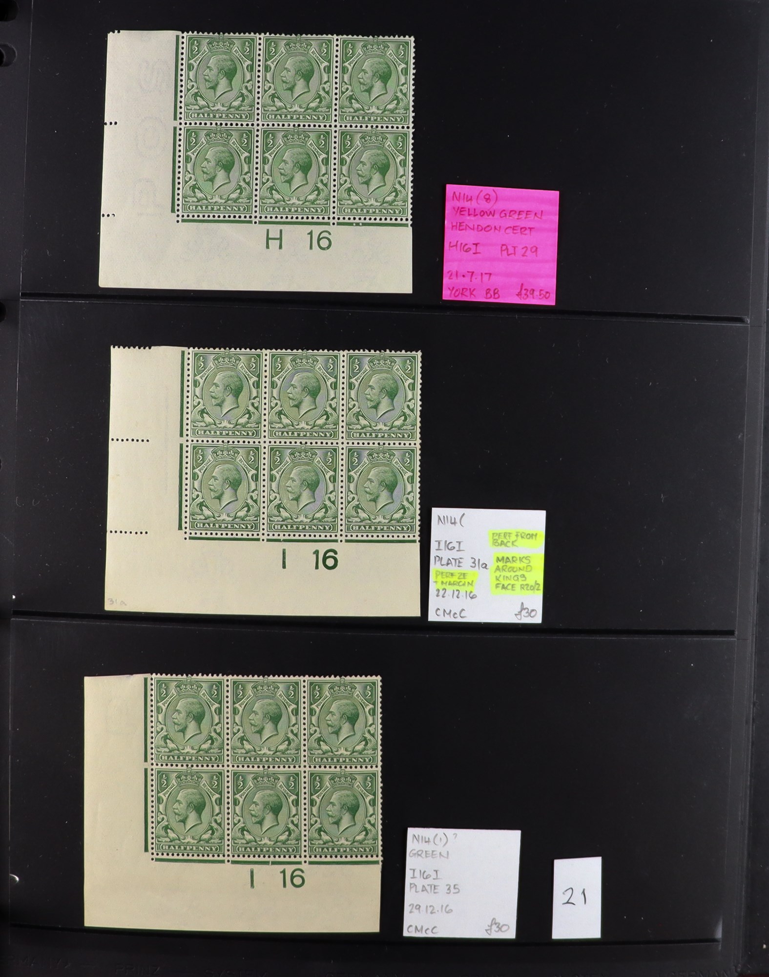 GB.GEORGE V 1912-24 ½d GREENS - SPECIALIZED CONTROL NUMBERS COLLECTION of mint (much never hinged - Image 21 of 27