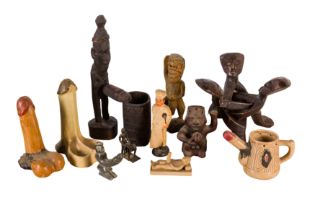 A COLLECTION OF 60 EROTIC FIGURINES AND NOVELTY ITEMS