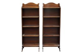 A PAIR OF EDWARDIAN NARROW BOOKCASES