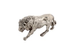 A late 20th century Italian sterling silver model of a lion