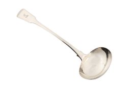 A George III sterling silver soup ladle, London 1814 by Robert Rutland