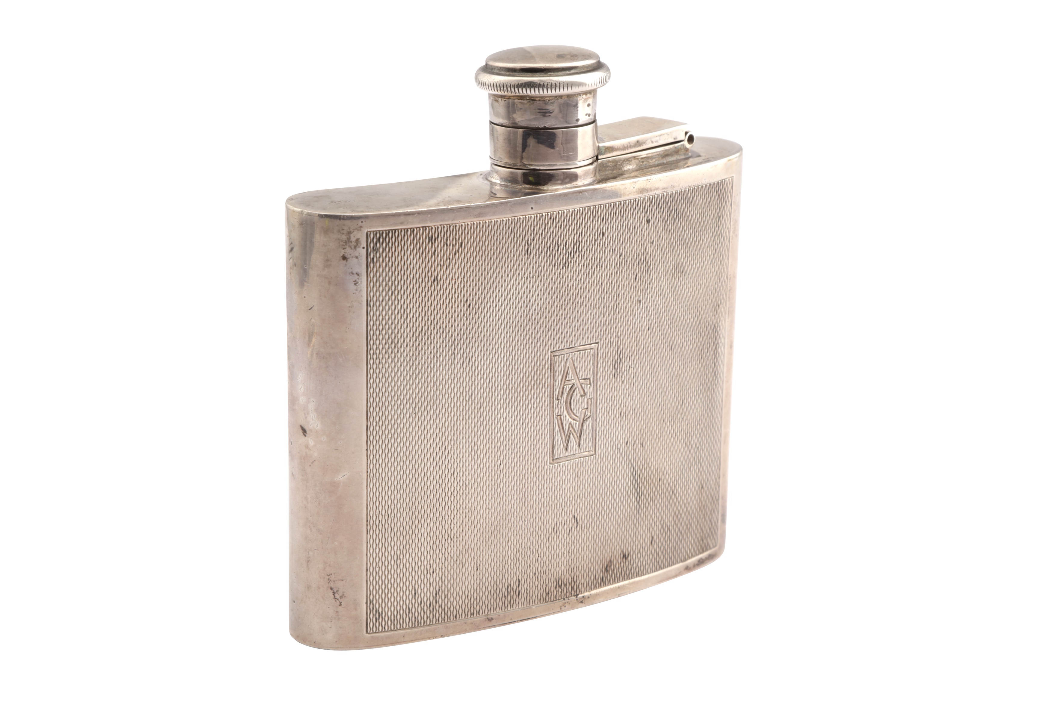 AN ELIZABETH II STERLING SILVER HIP OR SPIRIT FLASK, LONDON 1968 BY P H VOGEL AND CO