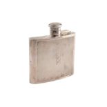 AN ELIZABETH II STERLING SILVER HIP OR SPIRIT FLASK, LONDON 1968 BY P H VOGEL AND CO