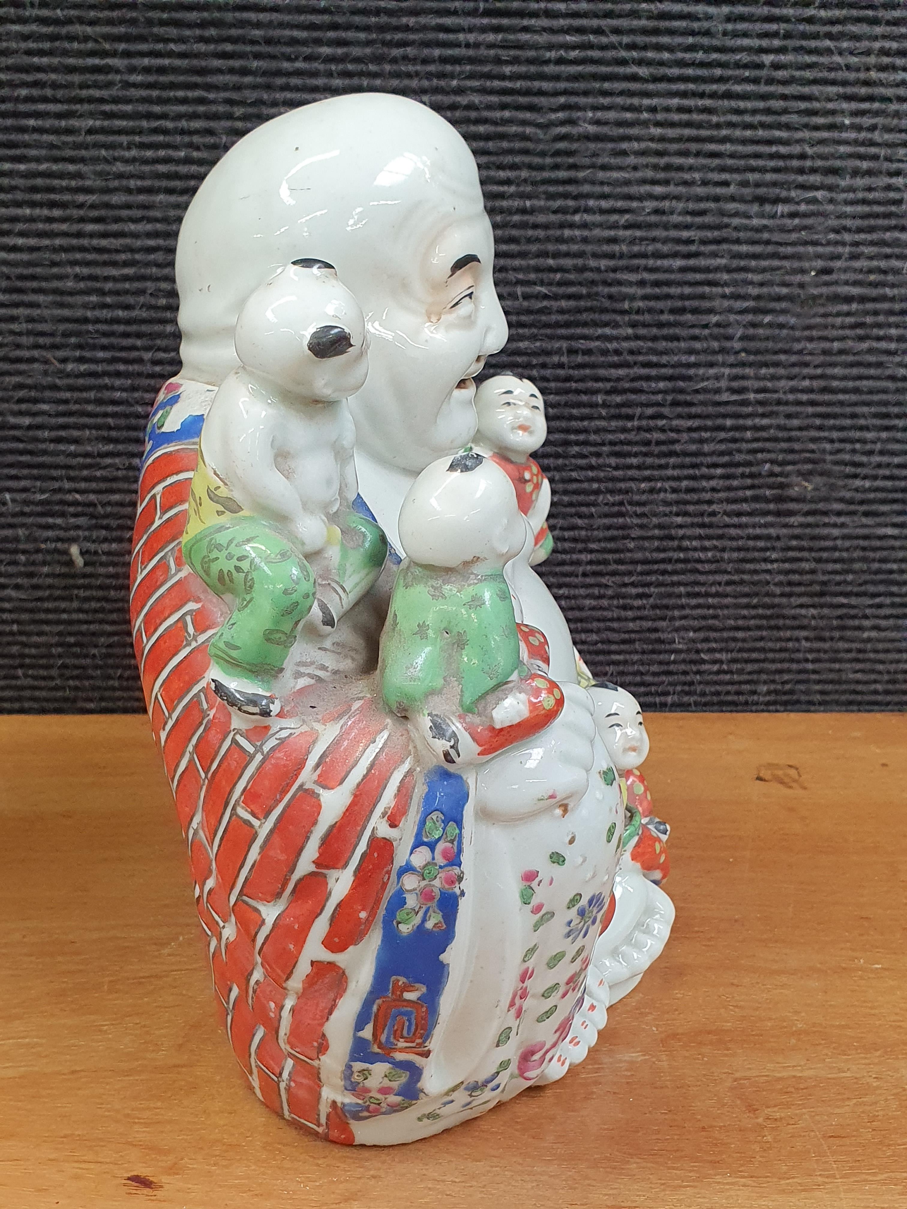 A CHINESE FAMILLE-ROSE JARDINIERE, FIGURE OF BUDDHA, AND A SMALL POT - Image 13 of 26