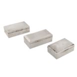 Three sterling silver cigarette boxes