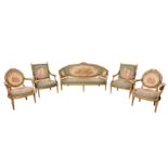 SIMON LOSCERTALES BONA, SPAIN, A FIVE PIECE LOUIS XVI STYLE LOUNGE SALON SUITE