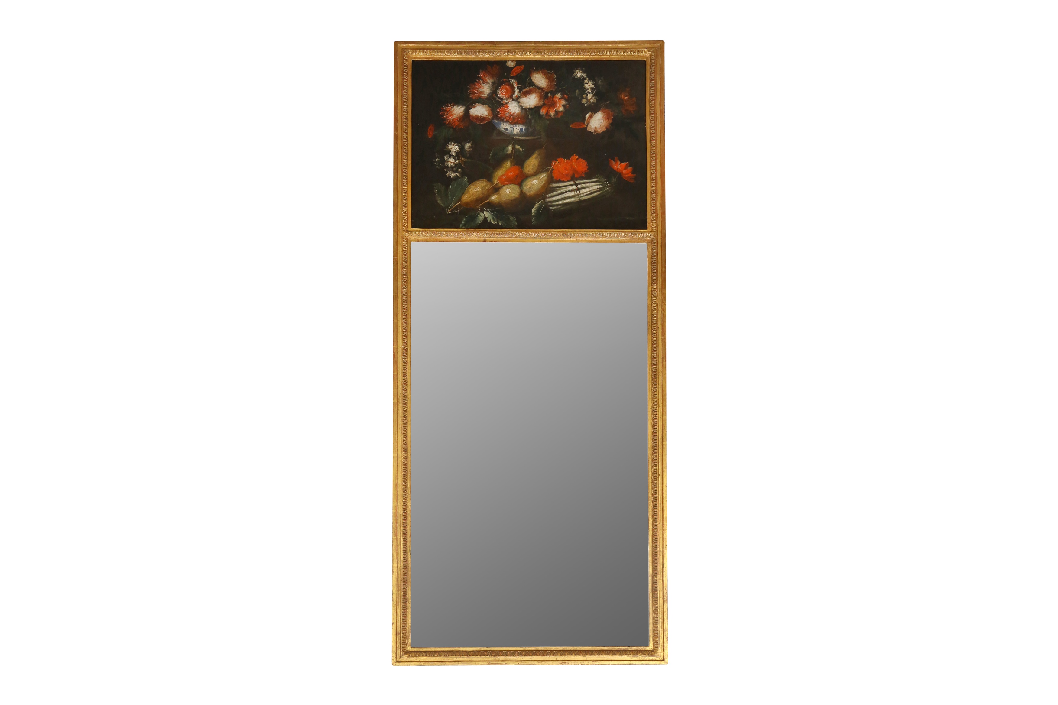 A GILT FRAMED TRUMEAU STYLE PIER MIRROR