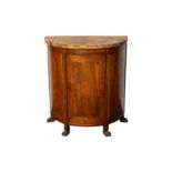 A REGENCY STYLE DEMI-LUNE ROSEWOOD AND BRASS INLAID SIDE CABINET,  19TH CENTURY