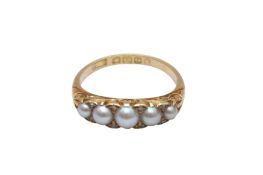 AN 18CT SEED PEARL AND DIAMOND RING, CIRCA 1924