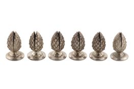 A set of six mid-20th century American sterling silver place card or menu holders, New York circa 19