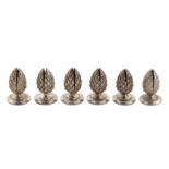 A set of six mid-20th century American sterling silver place card or menu holders, New York circa 19