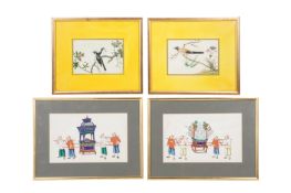 FOUR CHINESE RICE PAPER PAINTINGS