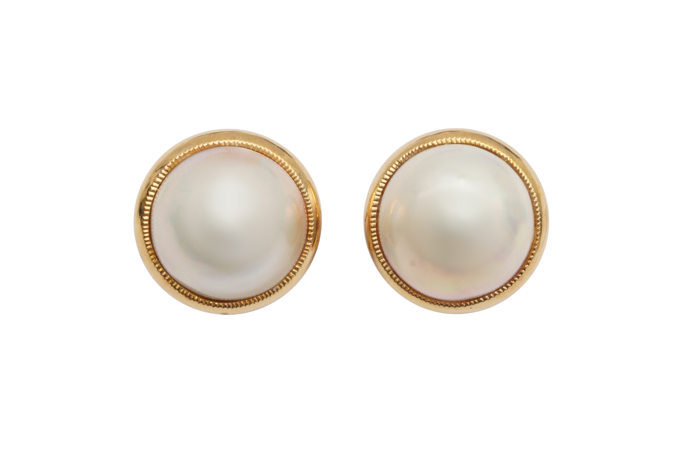 A PAIR OF MABE PEARL EARRINGS
