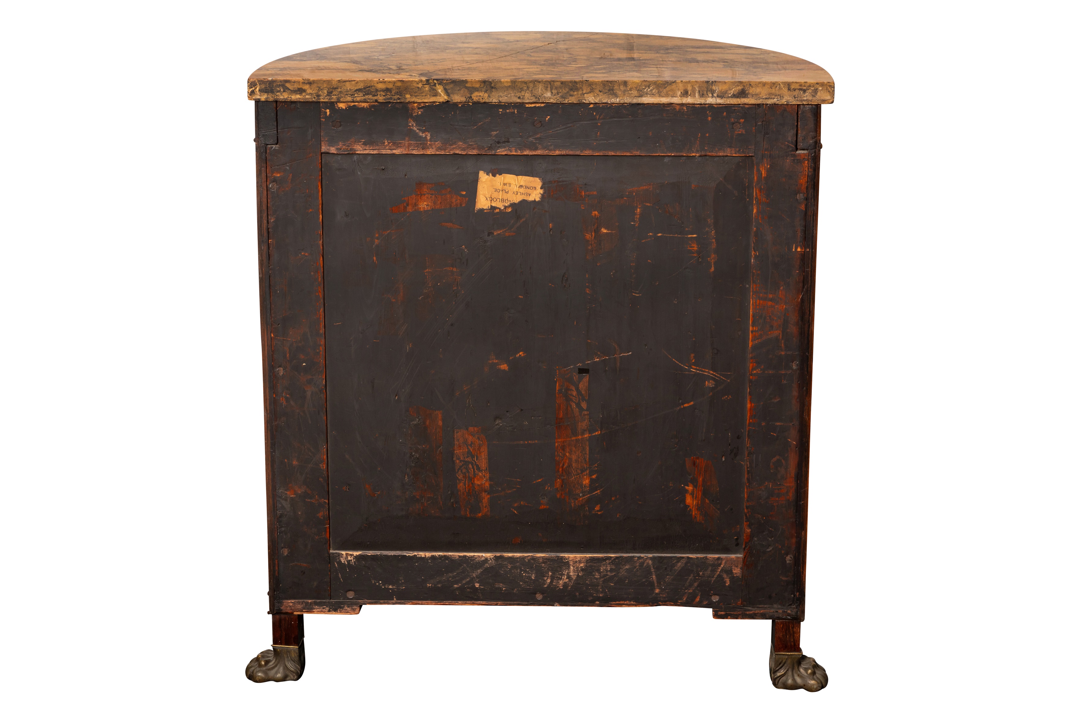 A REGENCY STYLE DEMI-LUNE ROSEWOOD AND BRASS INLAID SIDE CABINET,  19TH CENTURY - Image 3 of 19