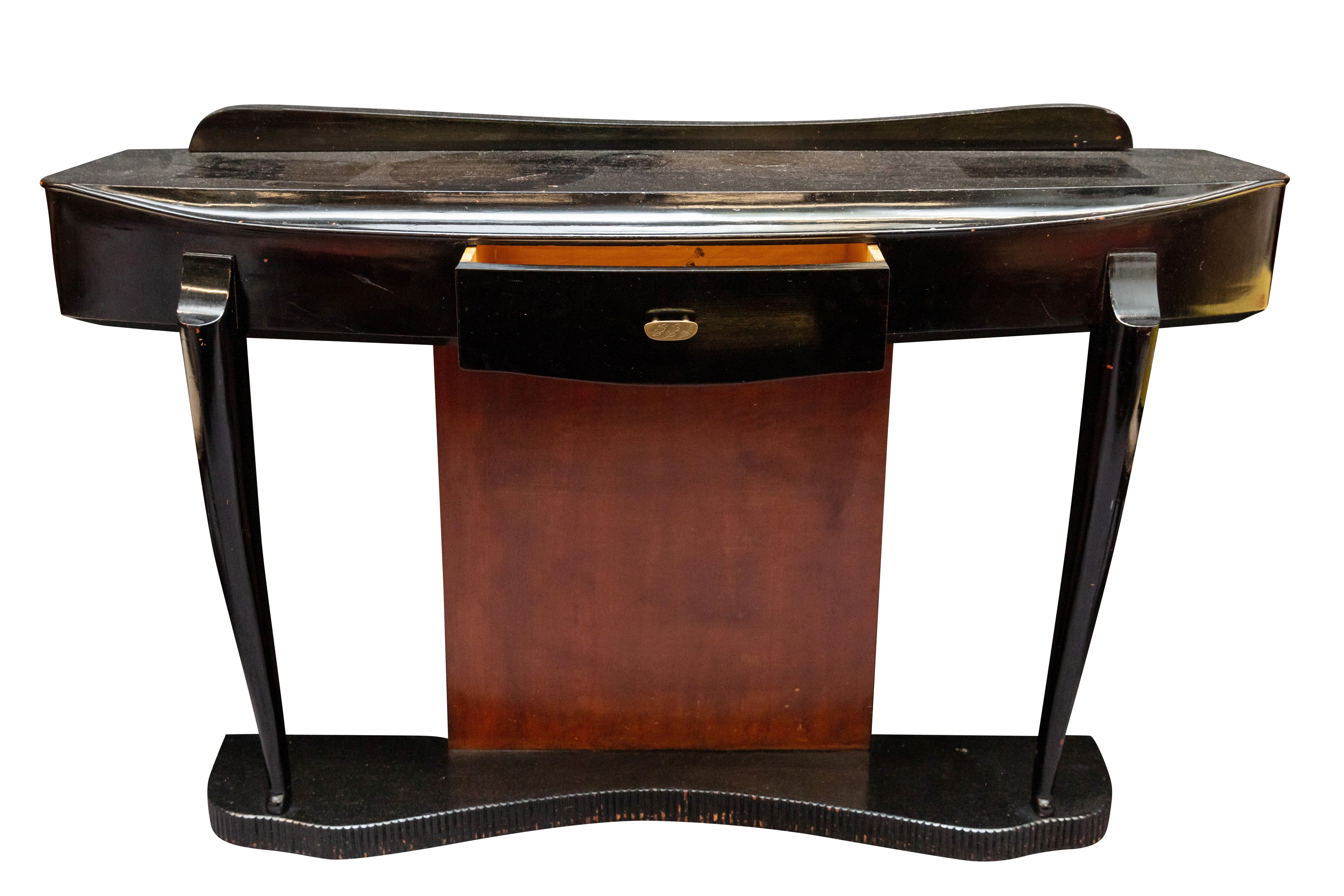 MANNER OF PAOLO BUFFA, AN ITALIAN WALNUT AND EBONISED SHALLOW CONSOLE TABLE, 1950S - Image 2 of 13