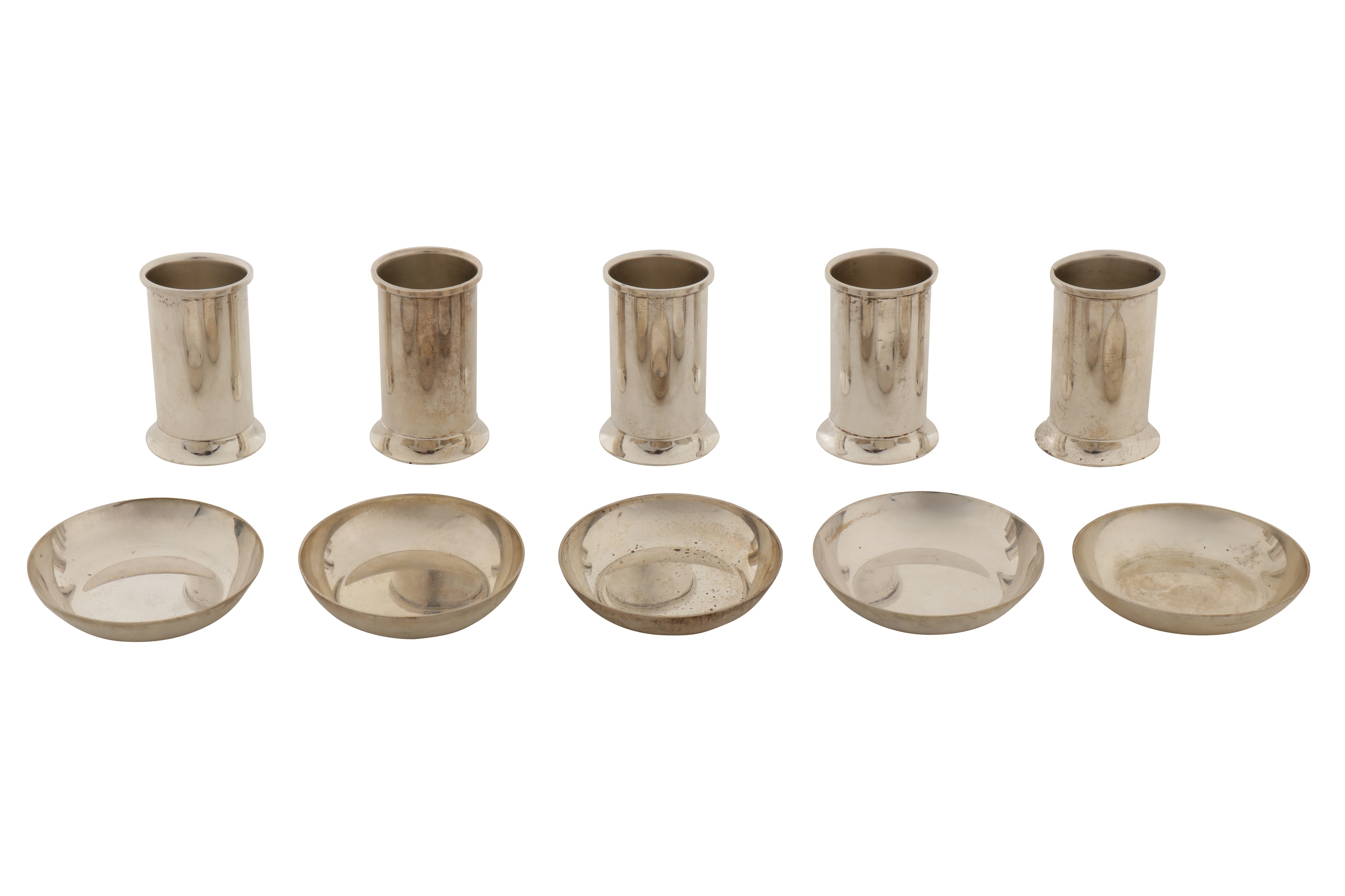 A set of five mid-20th century American sterling silver toothpick holders, New York circa 1980 by Ti