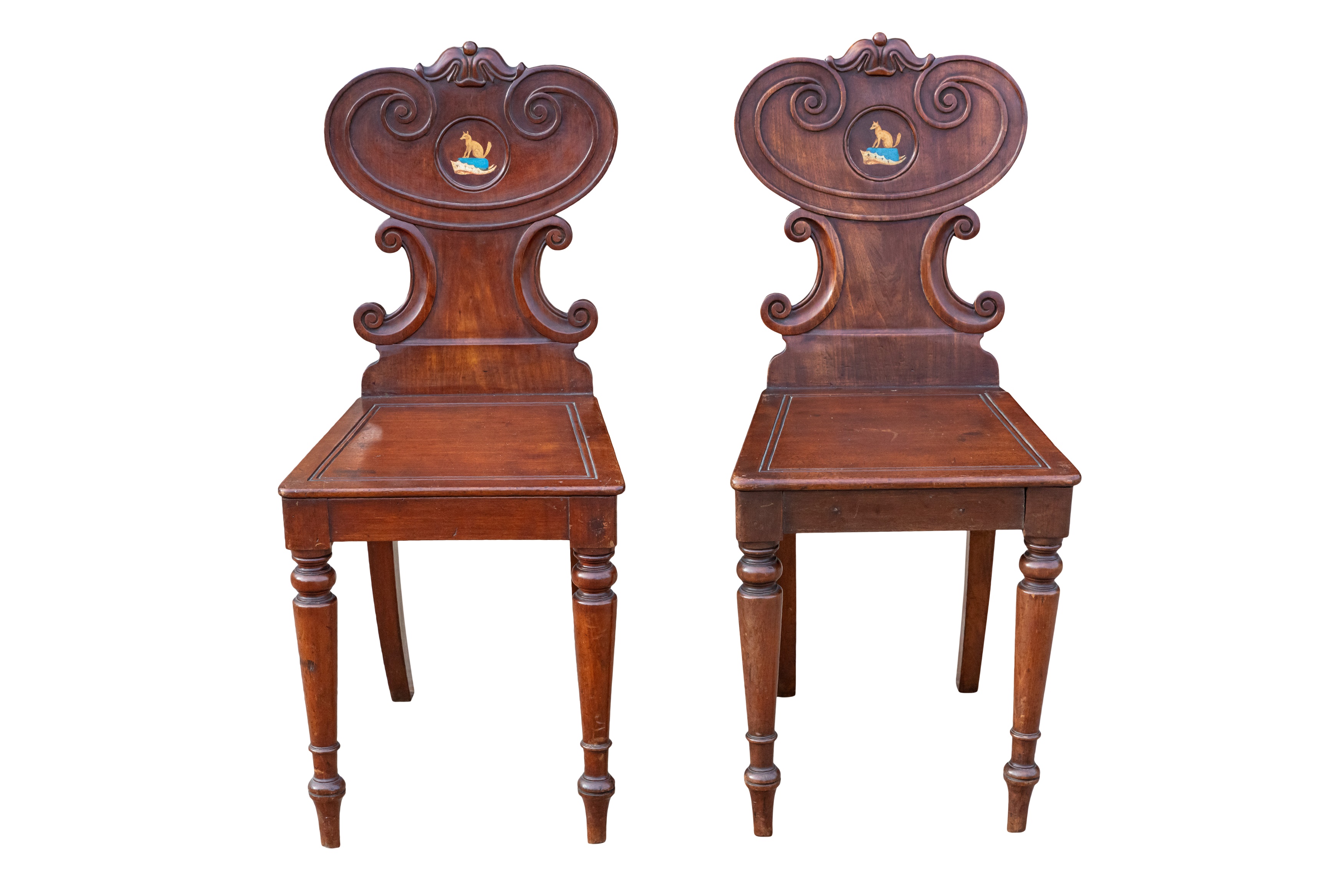 A PAIR OF WILLIAM IV HALL CHAIRS - Image 3 of 3