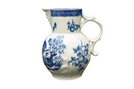 A SALOPIAN BLUE AND WHITE PORCELAIN JUG, CIRCA 1775-90