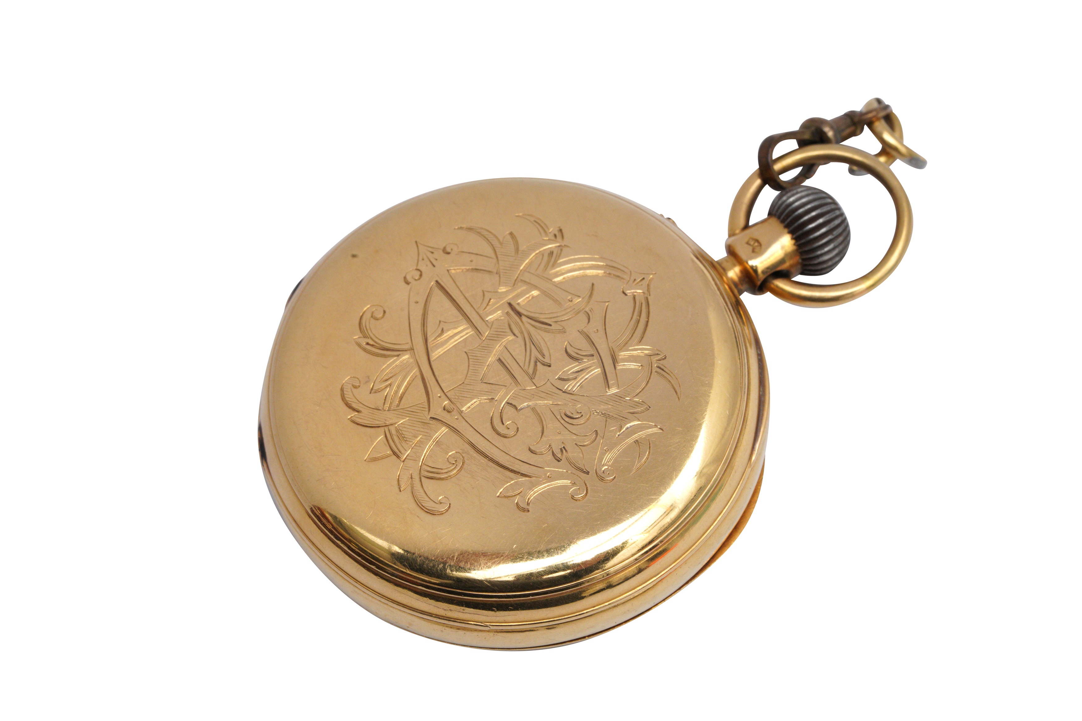 AN 18CT GOLD OPEN FACE POCKET WATCH - Image 4 of 5