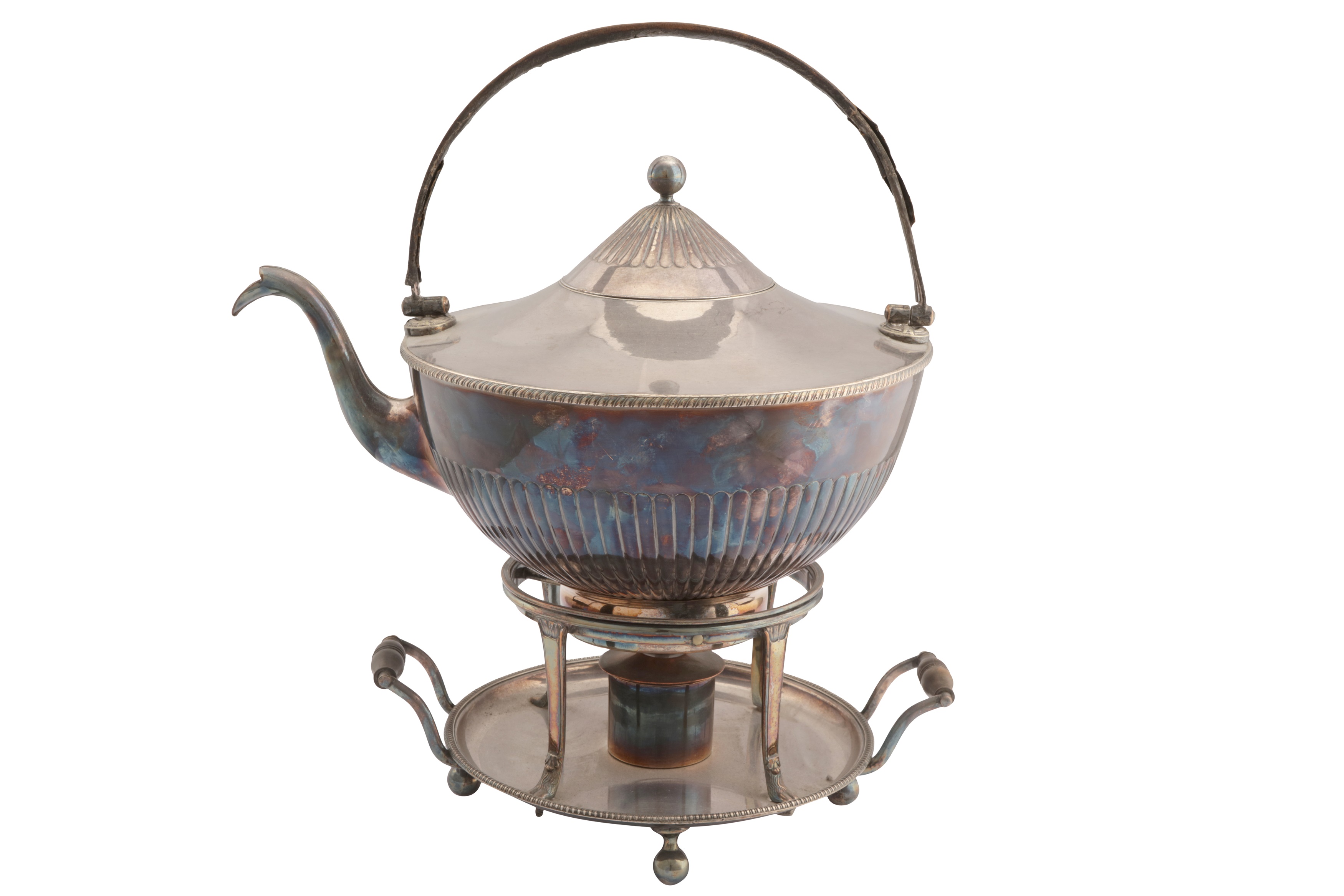 A GEORGE III OLD SHEFFIELD SILVER PLATE THREE QUART KETTLE AND BURNER STAND, CIRCA 1800 BY WATSON AN - Image 2 of 2