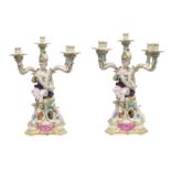 A PAIR OF MEISSEN FIVE-LIGHT CANDELABRA, LATE 19TH CENTURY