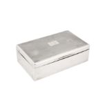 A George V sterling silver cigarette box, London 1929 by T.F and Co