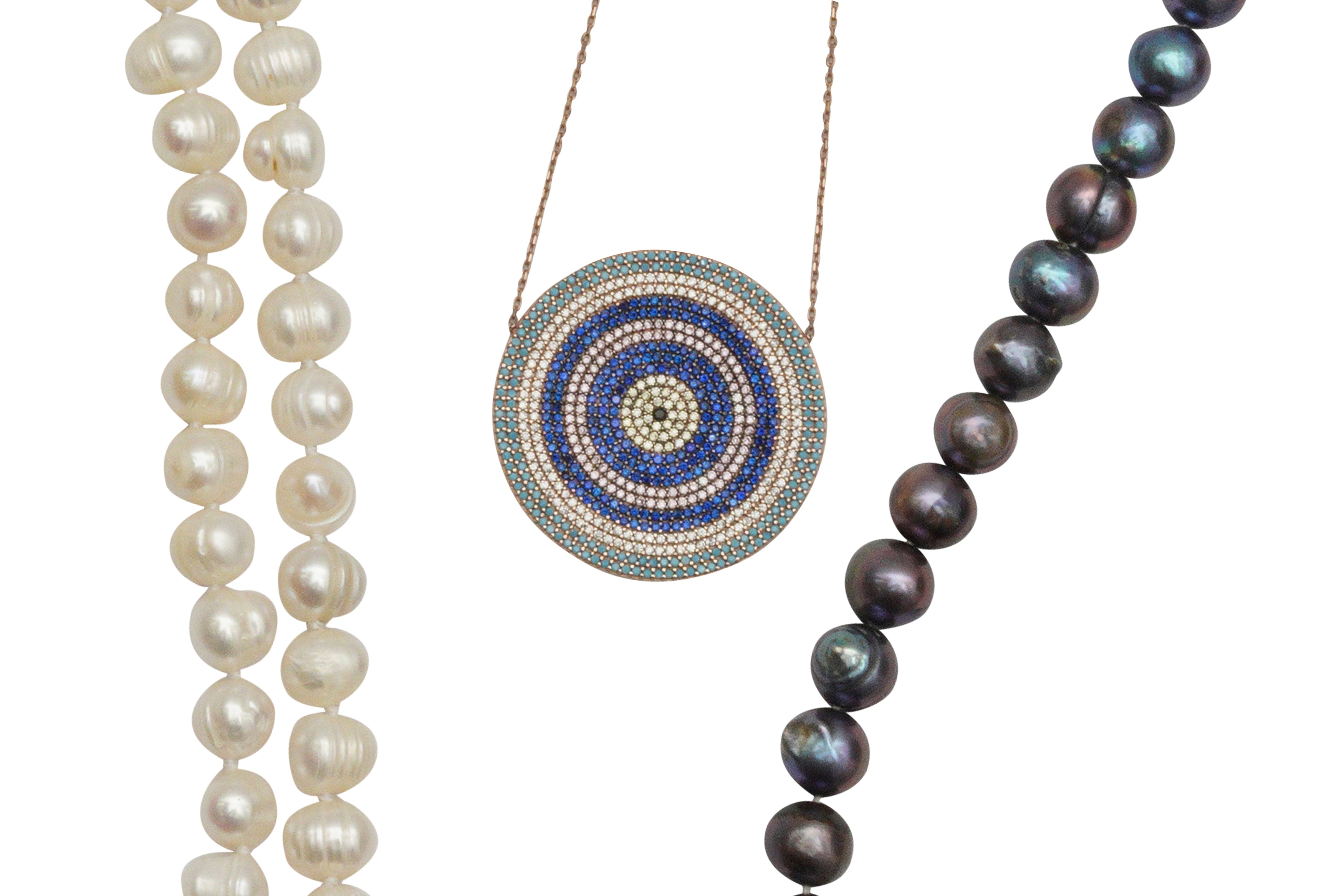 A GROUP OF PEARLS, SILVER AND A PENDANT NECKLACE - Image 2 of 3