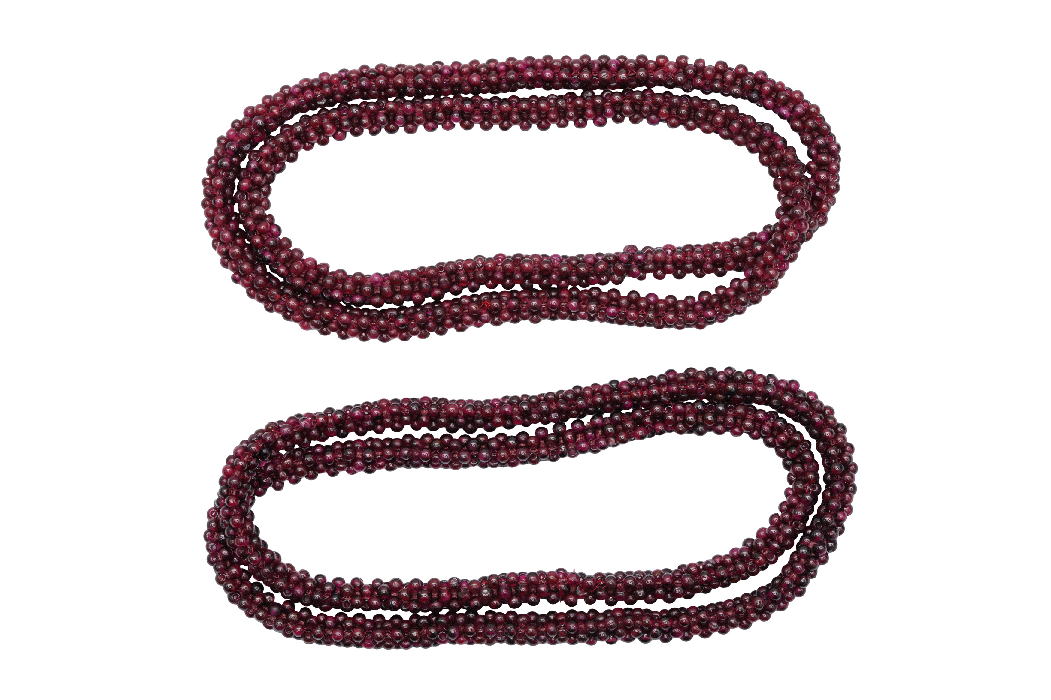 TWO GARNET BEAD NECKLACES