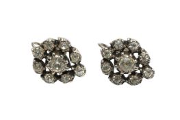 A PAIR OF DIAMOND IMITATION CLUSTER EARRINGS