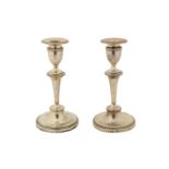 A PAIR OF GEORGE V STERLING SILVER CANDLESTICKS, BIRMINGHAM 1910 BY I. S GREENBERG View at The Barle