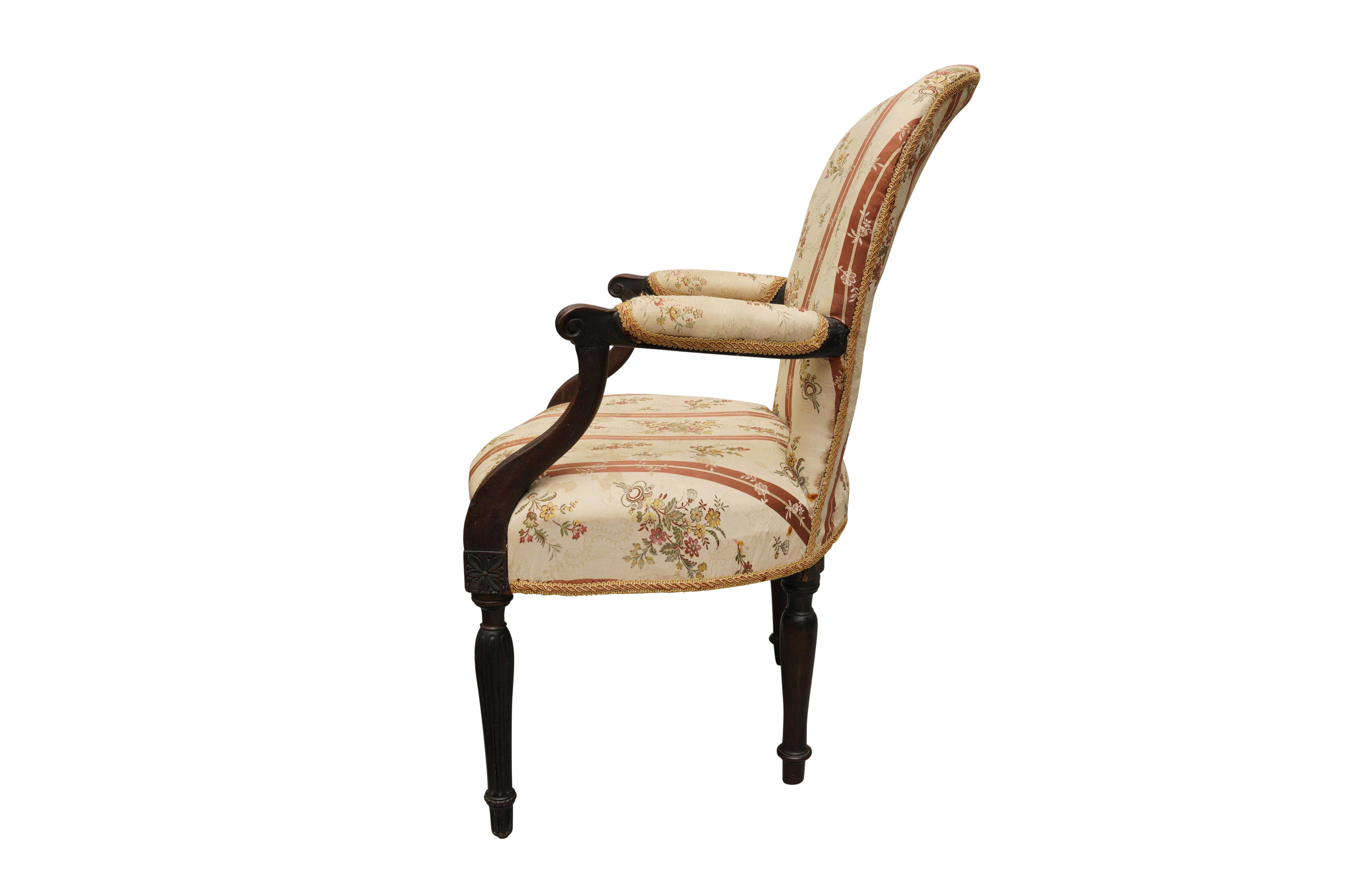 A GEORGE III MAHOGANY AND UPHOLSTERED OPEN ARMCHAIR, CIRCA 1770 - Image 3 of 4