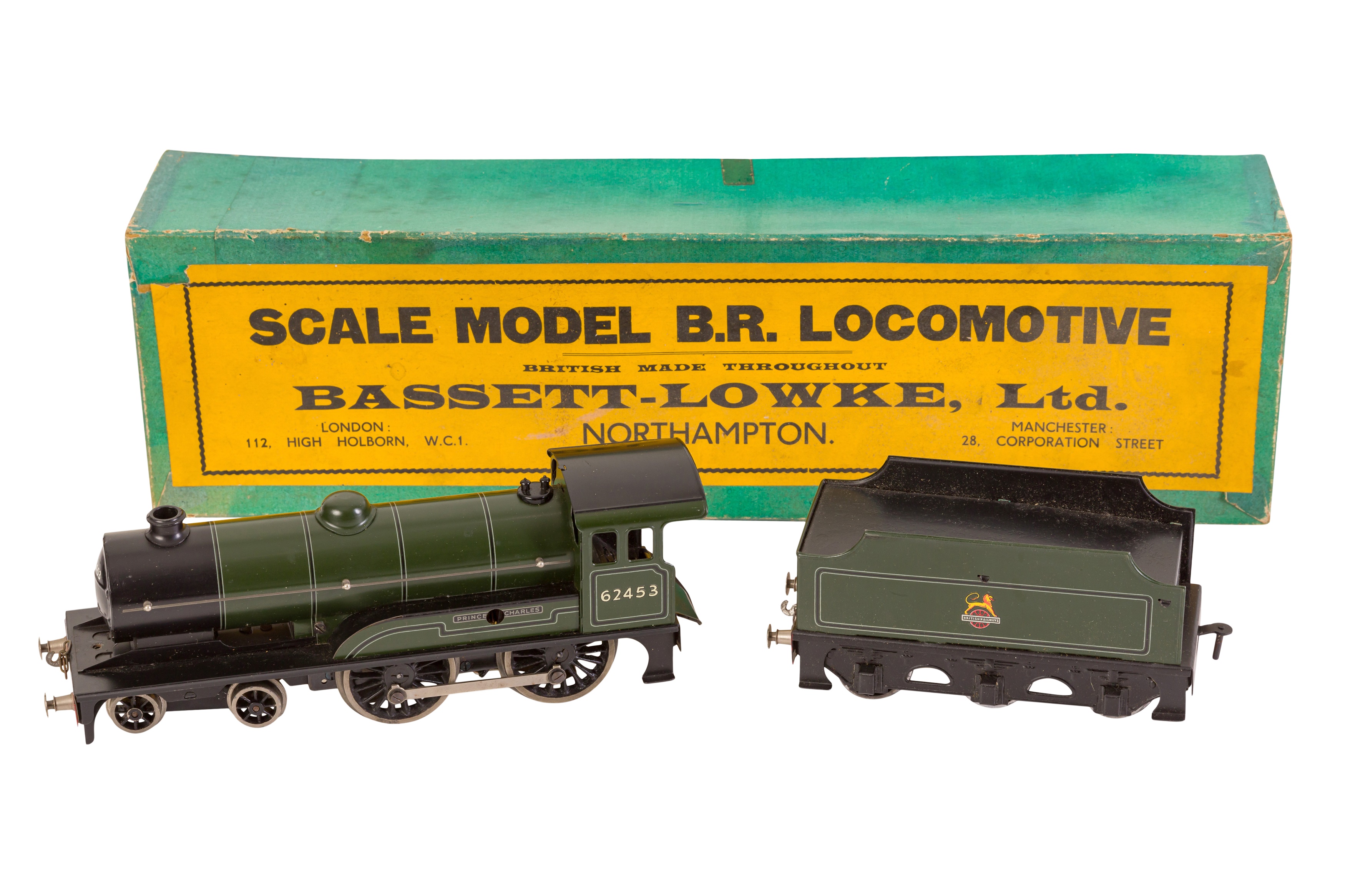 A BASSETT-LOWKE O GAUGE PRINCE CHARLES LOCOMOTIVE IN ITS ORIGINAL BOX